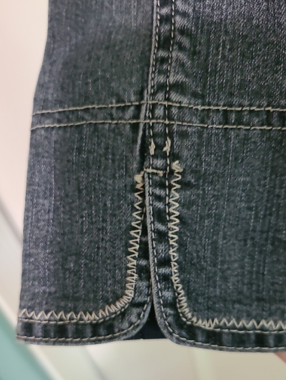 Tahari Charcoal Gray Denim Military-Style Jacket - Picture 3 of 6